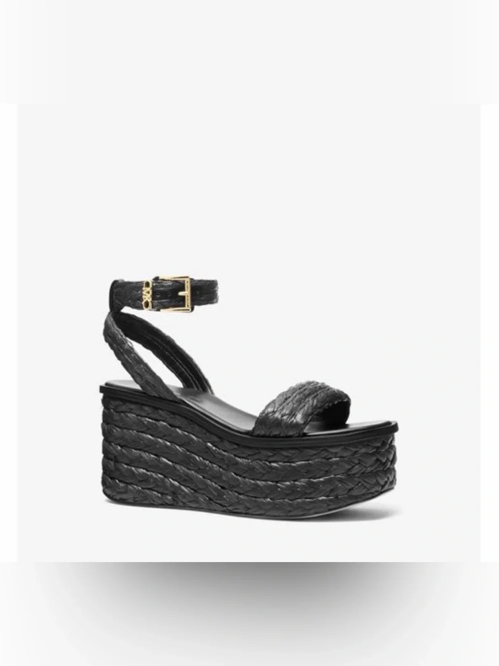 Michael Kors Black Braided Platform Wedge Sandals